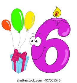 Cartoon numbers with gifts. Character vector.