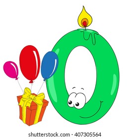 Cartoon numbers with gifts. Character vector.
