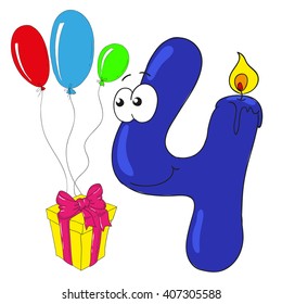 Cartoon numbers with gifts. Character vector.
