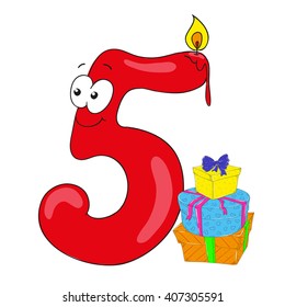Cartoon numbers with gifts. Character vector.