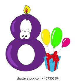 Cartoon numbers with gifts. Character vector.