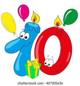 Cartoon numbers with gifts. Character vector.