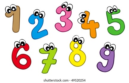Cartoon Numbers On White Background Vector Stock Vector (Royalty Free ...