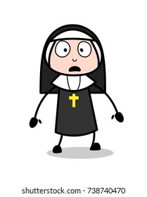 Cartoon Nun Anguished Face Expression Vector