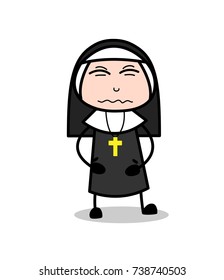 Cartoon Nun Confounded Face Vector