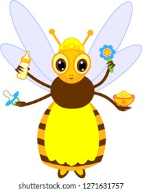 Cartoon nurse bee isolated on white background