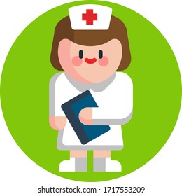 Cartoon Nurse Design Character Icon Isolated Vector Illustration vector illustration,