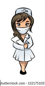 Cartoon Nurse Doctor Medical Mask Uniform Stock Vector (Royalty Free ...