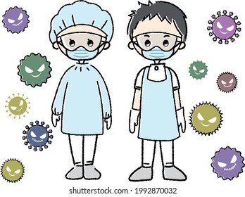 Cartoon Nurse Personal Protective Equipment