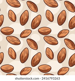 Cartoon Nut seamless, food. Vector illustration.