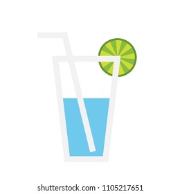Cartoon object ice drink, colorful cool summer time vector isolated item.