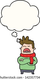 cartoon obnoxious man with thought bubble