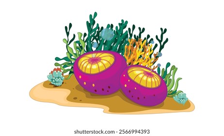 Cartoon ocean plants vector design in sea