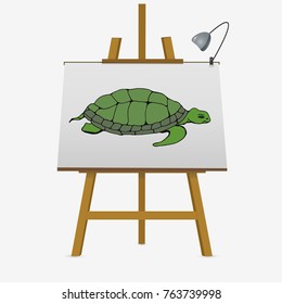 Cartoon ocean turtle. Hand drawn vector stock illustration