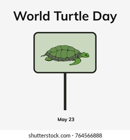 Cartoon ocean turtle. Hand drawn vector stock illustration. Worls turtle day
