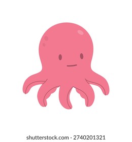 Cartoon octopus with blank face. Calm sea animal character with simple expression, flat illustration for minimal or marine content.