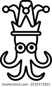 A cartoon octopus with a crown on its head