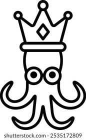 A cartoon octopus with a crown on its head