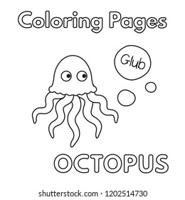 Cartoon octopus illustration. Vector coloring book pages for children