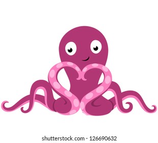 Cartoon octopus in love