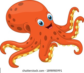 Cartoon octopus on white background