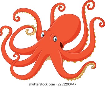 Cartoon octopus on white background