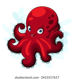 Cartoon octopus on white background