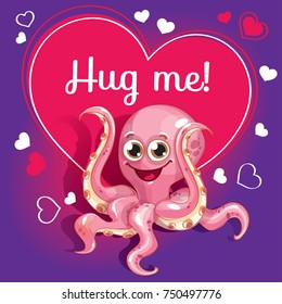 Cartoon octopus ready for a hugging