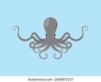 cartoon octopus in sea vector, ocean
