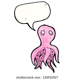 pulpo de caricatura con burbuja de habla