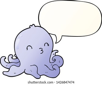 cartoon octopus with speech bubble in smooth gradient style