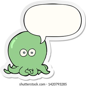 cartoon octopus with speech bubble sticker