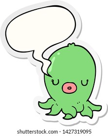 cartoon octopus with speech bubble sticker