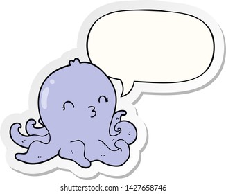 cartoon octopus with speech bubble sticker