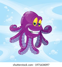 a cartoon of an Octopus swimming in the ocean