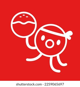 Cartoon Octopus With Takoyaki. Takoyaki is Japanese food. Octopus mascot.