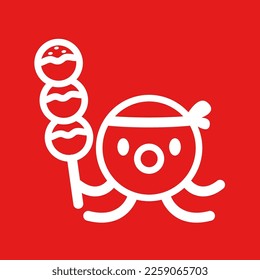 Cartoon Octopus With Takoyaki. Takoyaki is Japanese food. Octopus mascot.