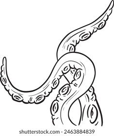 Cartoon octopus Tentacle Cthulhu Clipart Vector in Black and White 