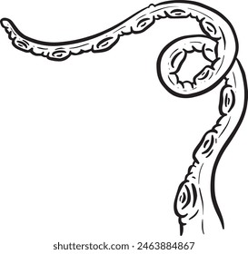 Cartoon octopus Tentacle Cthulhu Clipart Vector in Black and White 