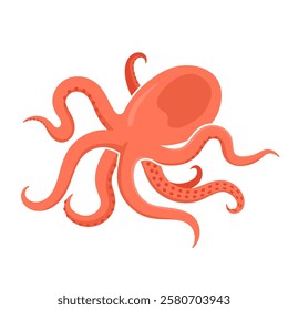 Cartoon octopus tentacles sea marine underwater animal. Ocean animal octopus creature vector icon