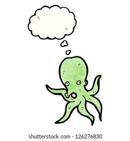 cartoon octopus with thought bubble