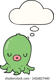 cartoon octopus with thought bubble