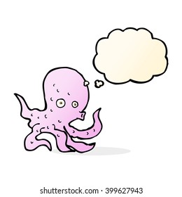 pulpo de dibujos animados con burbuja de pensamientos