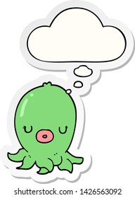 cartoon octopus with thought bubble as a printed sticker