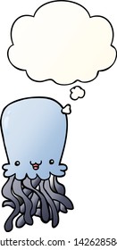 cartoon octopus with thought bubble in smooth gradient style