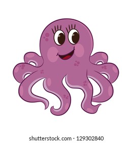 Cartoon octopus. Vector illustration.