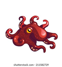 Cartoon octopus. Vector illustration