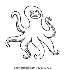 Cartoon octopus , vector illustration , marine theme