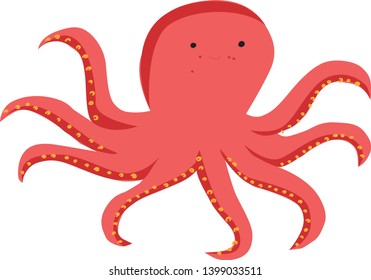 Cartoon octopus vector illustration on white background