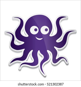 Cartoon octopus vector illustration on white background.